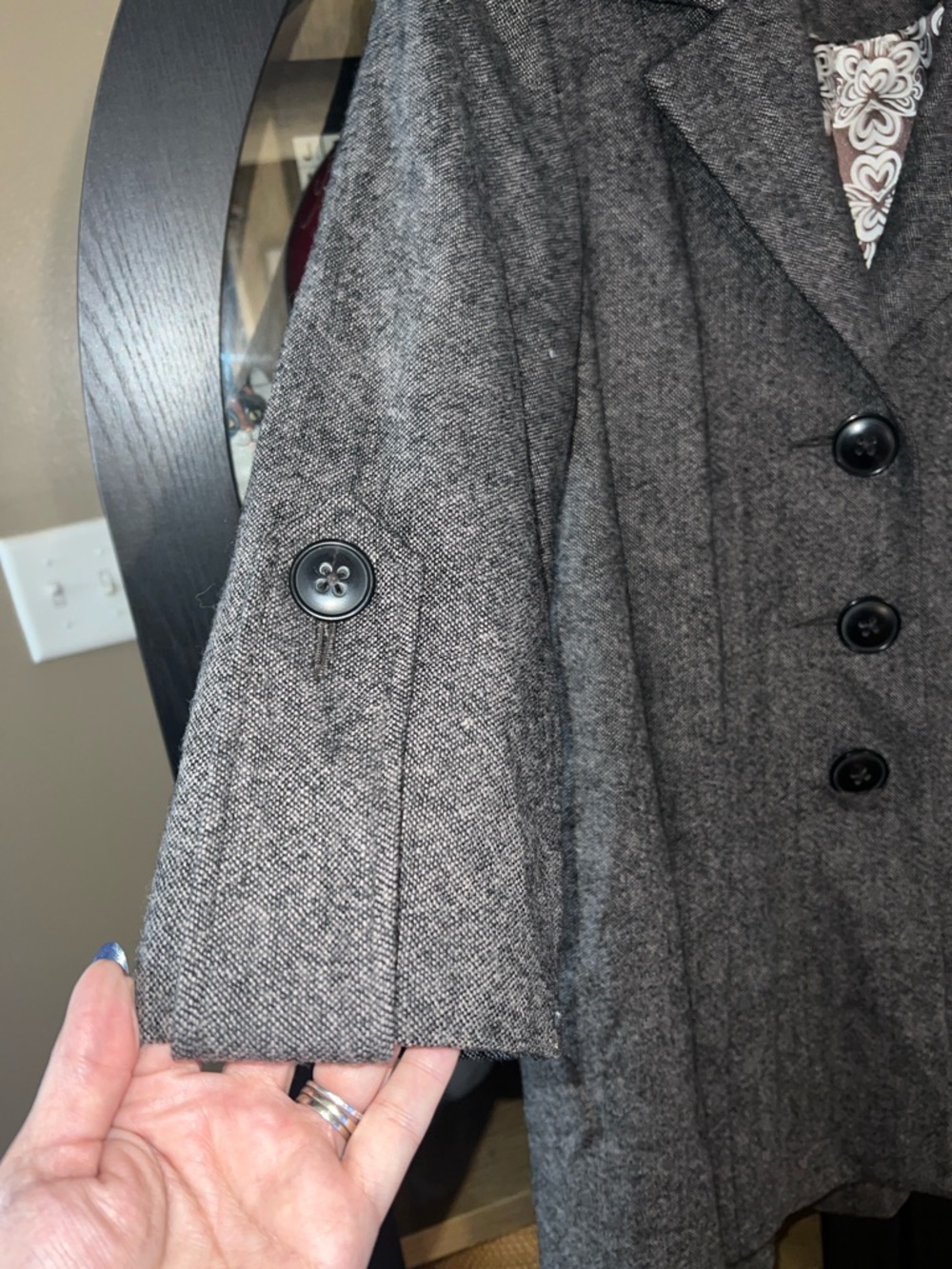 CAbi Taupe-Gray A-Line Wool-Blend Pea Coat 8 - Picture 5 of 16
